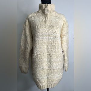 Vintage Jones NY Hand Knit Wool Mohair 1/4 Zip Sweater  Sz M